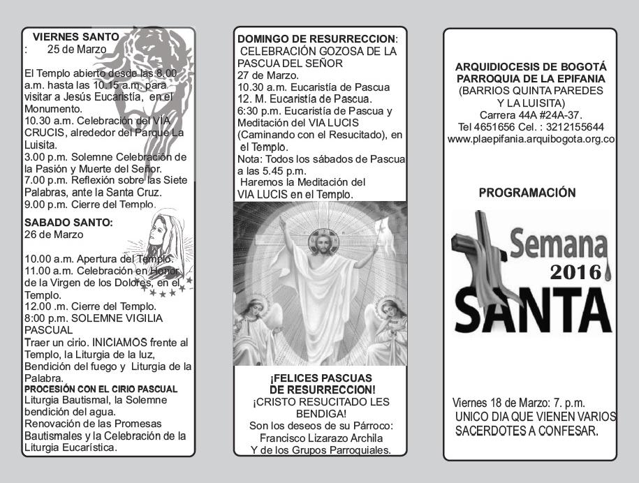 Programación Semana Santa