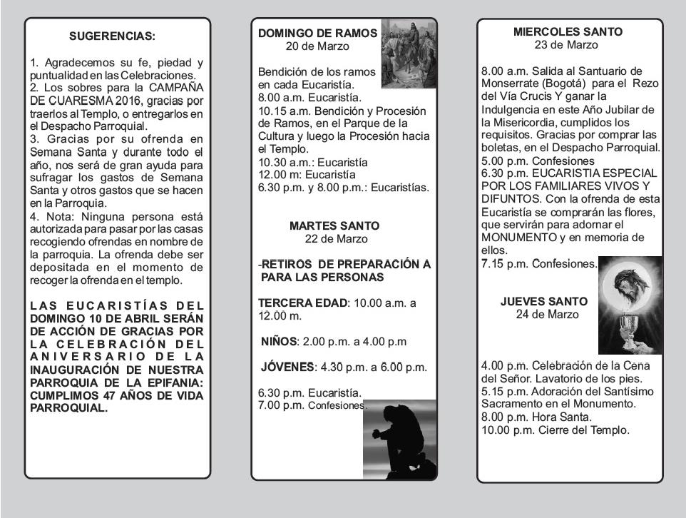 Programación 2016 Semana Santa